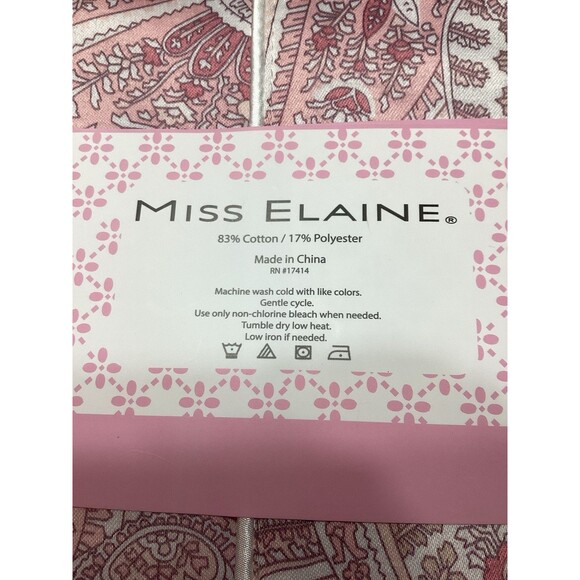 MISS ELAINE Size Medium Pajama PJ Set Pink Button Down L/S Polyester Blend NWT - Picture 8 of 10